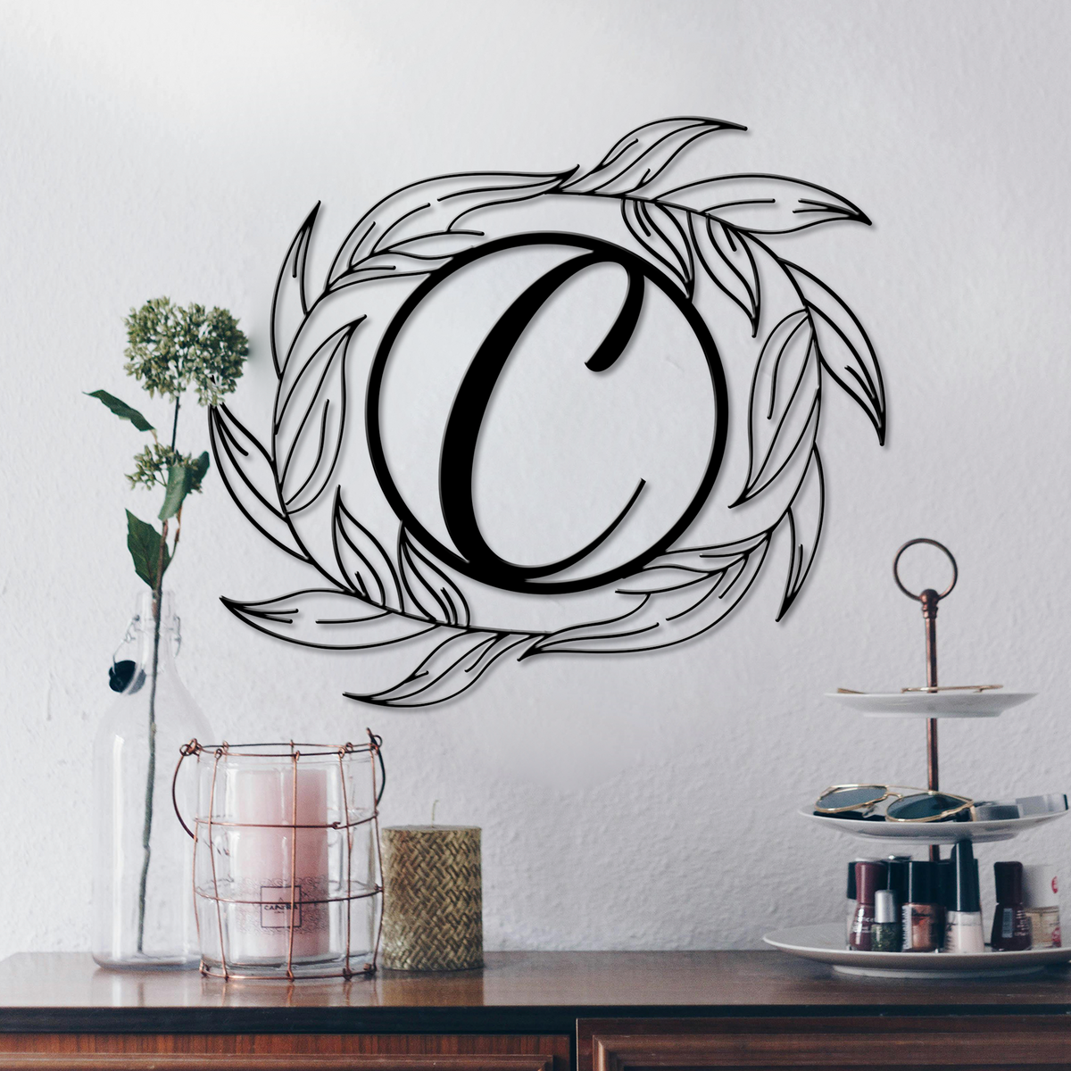 Floral capital monogram - customizable home decor